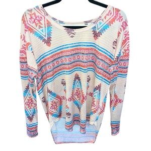 Panhandle Slim Short To Long Tribal Pattern Sweater Top